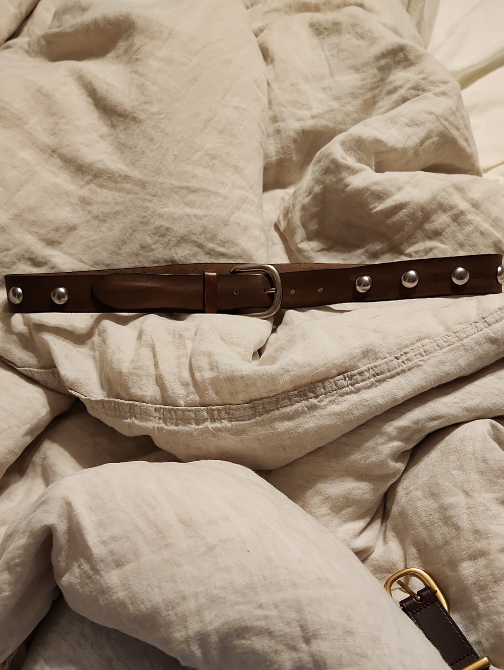 Zara Brown Leather Studded Belt